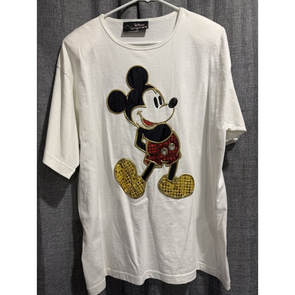 Disney Originals Heavyweight Mickey Mouse T-Shirt OSFA Jewels Sequins Pads NWOT